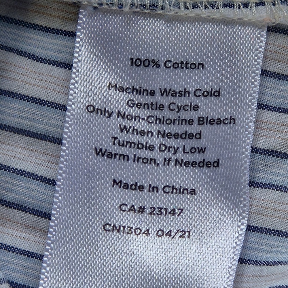 Haven Well Within Nightshirt Womens L Blue White Striped Cotton Button Front - Picture 5 of 6
